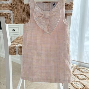 Janie and Jack Pink Textured Sleeveless Dress with Bow